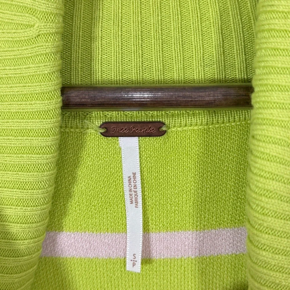 Free People Paulie Sweater Small Lemonade Stripe Turtleneck Cropped OB1751762 - Picture 6 of 8